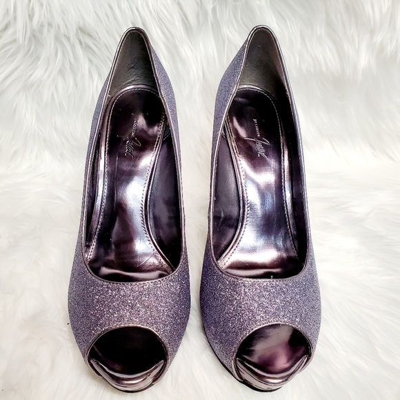 Jacqueline Ferrar Sparkle Platform Peep Toe Heels - Picture 2 of 11